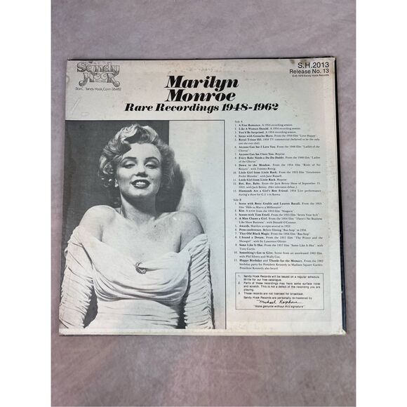 Vintage Marilyn Monroe Rare Recordings 1948~1962. 1979 Sandy Hook Records - Picture 6 of 8